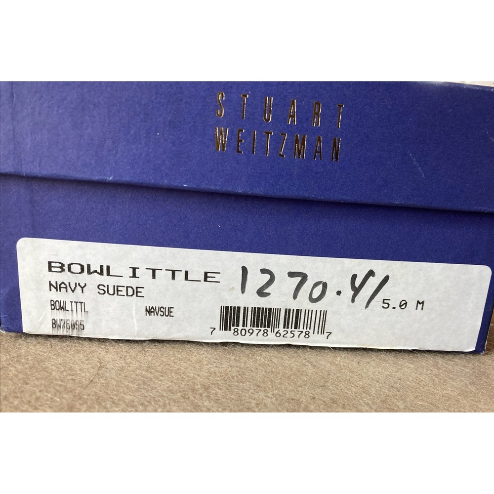 Stuart Weitzman Suede kitten‎ heel Shoe Sz 35 New Navy Bowlittle Designer Luxury - Picture 5 of 5